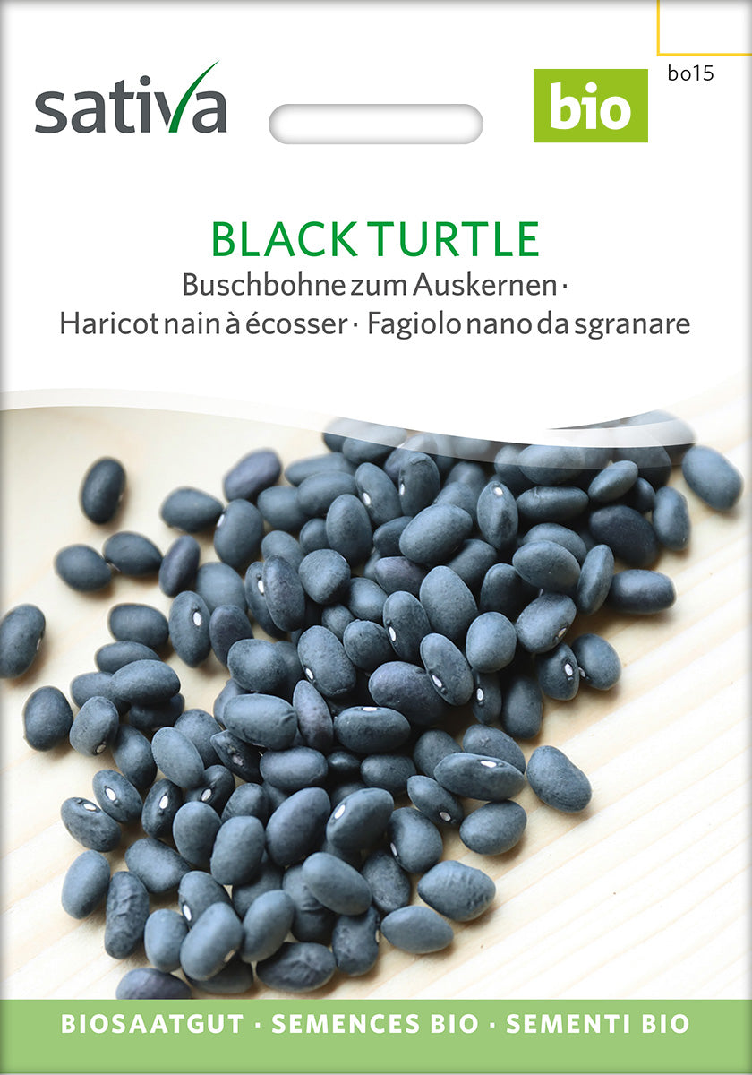 Buschbohne Black Turtle Biosaatgut Verpackung Vorderseite