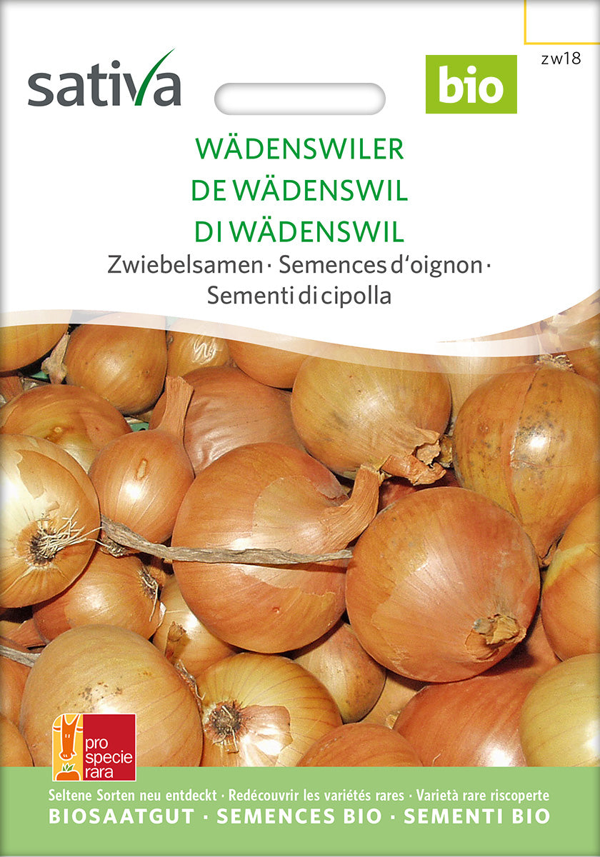 Zwiebelsamen Wädenswiler Biosaatgut Verpackung Vorderseite